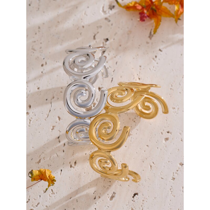 Ocean Style Cuff Bracelet Supplier - JINYOU 5334 Smooth 18k Gold Plated PVD