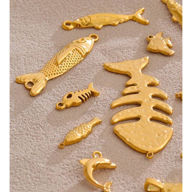 Fish Bones Pendants Supplier - JINYOU 027 Fashion Gold Plated Stainless Steel
