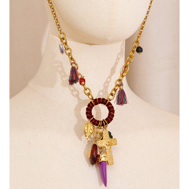 Resin Pendant Necklace Supplier - JINYOU 2776 New Arrivals Purple Ivory