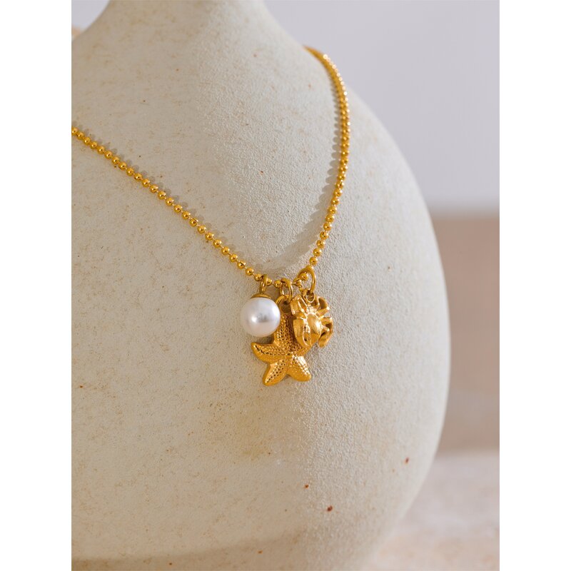 Starfish Crab Necklace Supplier - JINYOU 5214 New Arrival Simulated Pearl