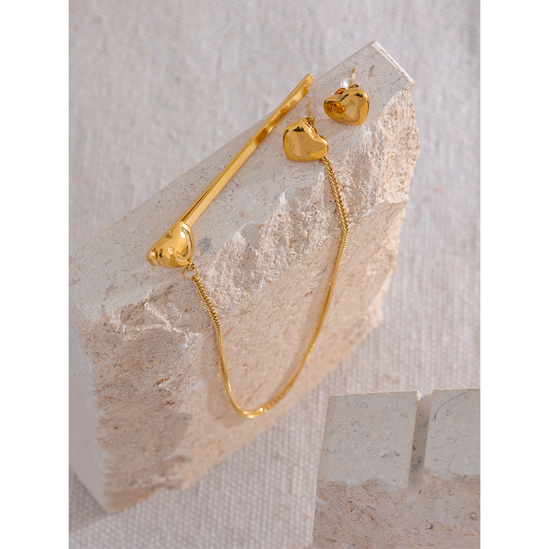 Hair Clip Earrings Supplier - JINYOU 2002 Fashion Young Stainless Steel Heart