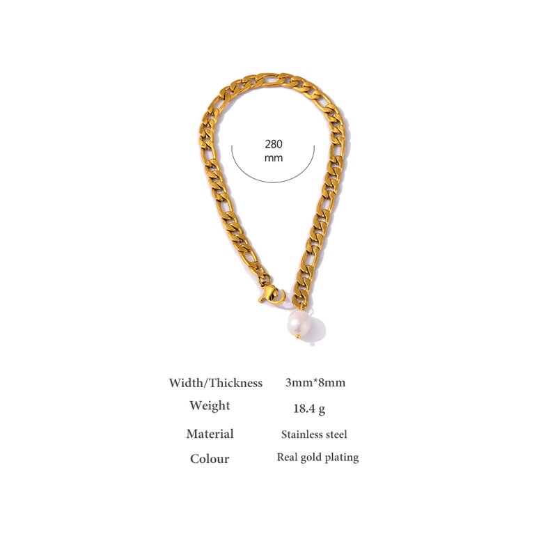 Pearl Chain Anklet Supplier - JINYOU 543 Natural 18k Gold Plated Stainless