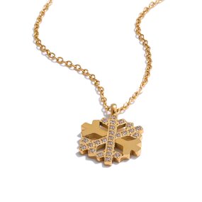 Zircon Snowflake Necklace Manufacturer - JINYOU 5204 New Arrival 18K Gold Plated