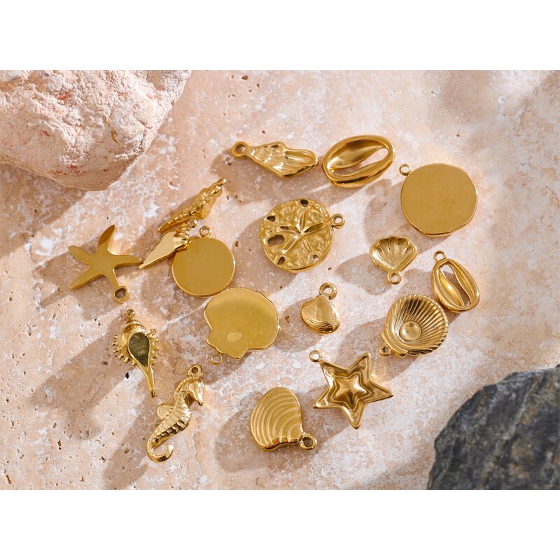 Ocean Shell Pendant Supplier - JINYOU 0110 Starfish Seahorse Conch Stainless