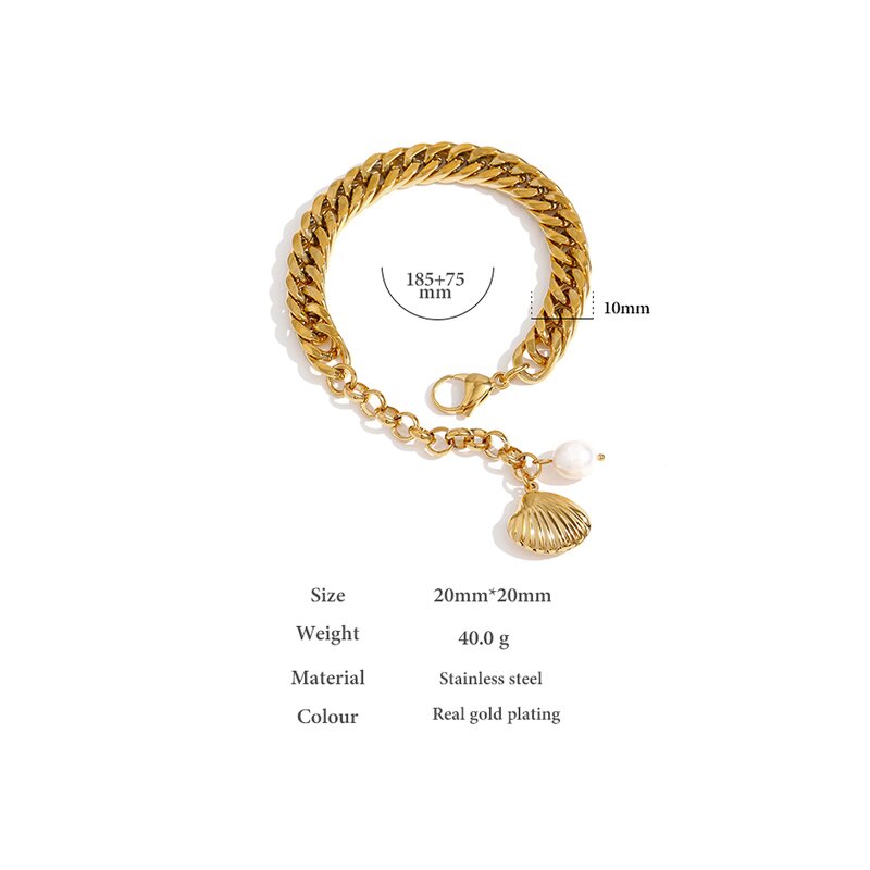 Beach Shell Bracelet Manufacturer - JINYOU 2153 Natural Pearl 18K Gold