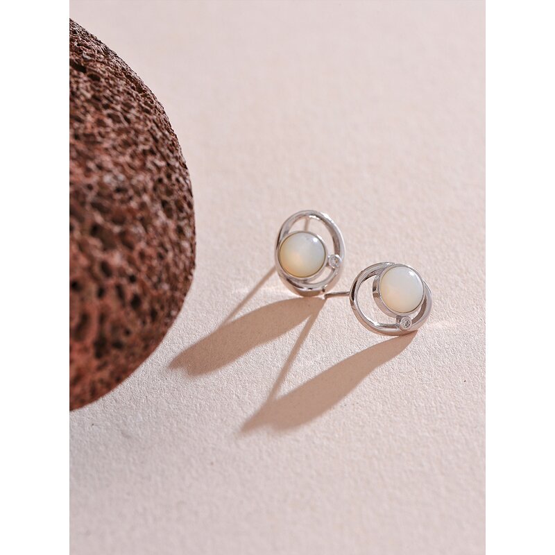 Natural Stone Stud Earrings Manufacturer - JINYOU 097 Fashion CZ Geometric S925