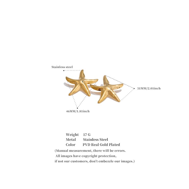 Smooth Starfish Stud Earrings Manufacturer - JINYOU 5179 New Arrival Waterproof