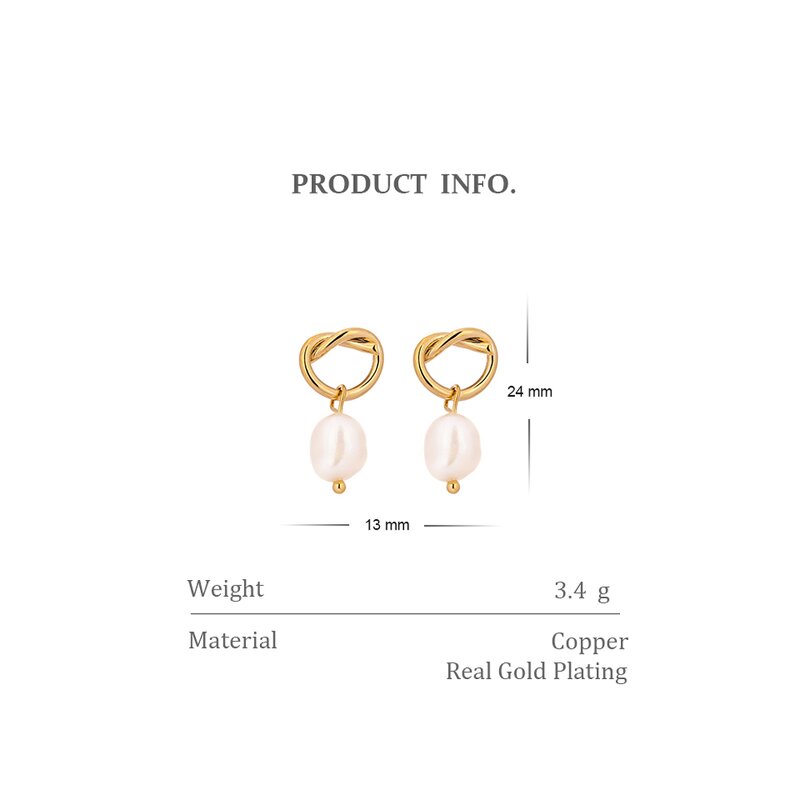 Freshwater Pearls Earrings Supplier - JINYOU 725 Trendy Fashion Copper Gold