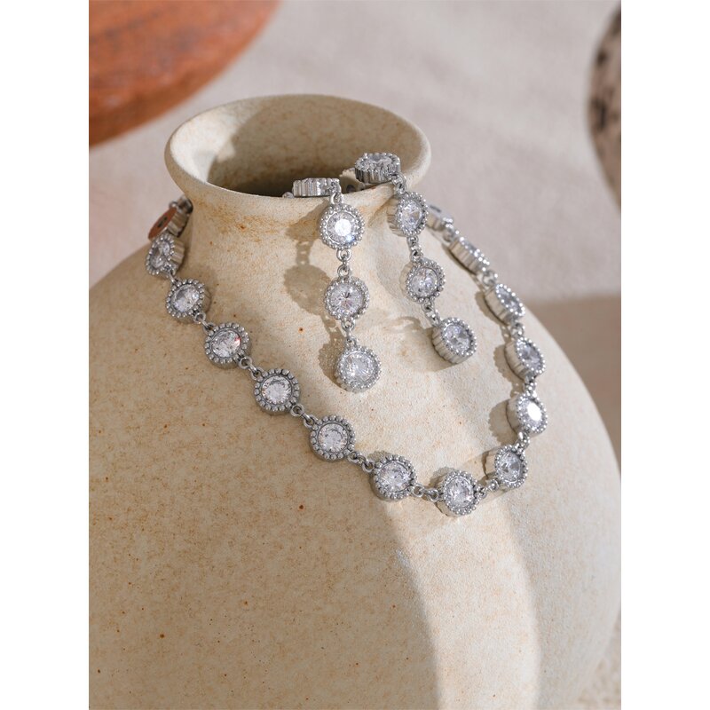 Zircon Jewelry Set Supplier - JINYOU 4941 New Arrival Chain Bracelet Earrings