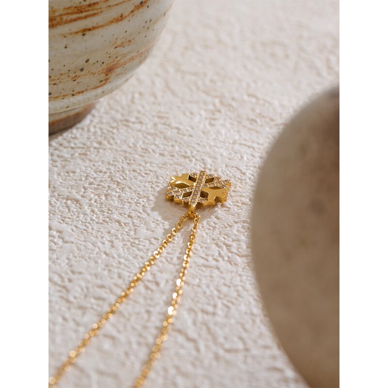 Zircon Snowflake Necklace Manufacturer - JINYOU 5204 New Arrival 18K Gold Plated