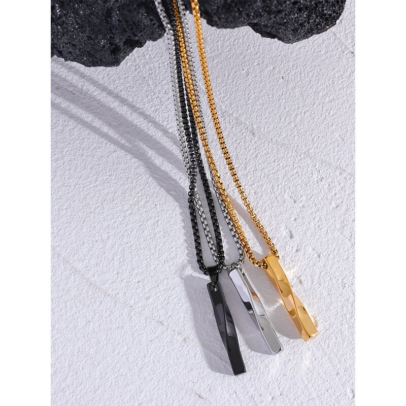 Geometric Pendant Necklace Supplier - JINYOU 5024 Men Basic Simple Stainless