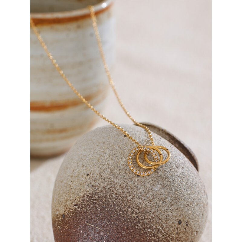 Zircon Circle Necklace Supplier - JINYOU 5186 New Arrival 18K Gold Plated