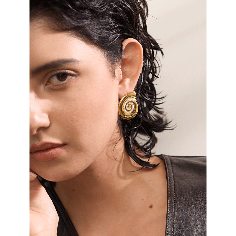 Artificial Pearls Stud Earrings Supplier - JINYOU 167 Trendy Metal Shell Golden