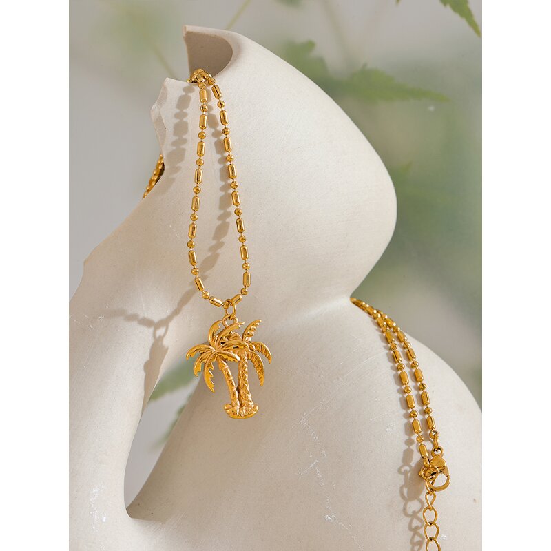 Coconut Tree Necklace Supplier - JINYOU 029 Summer 18K Gold Color PVD