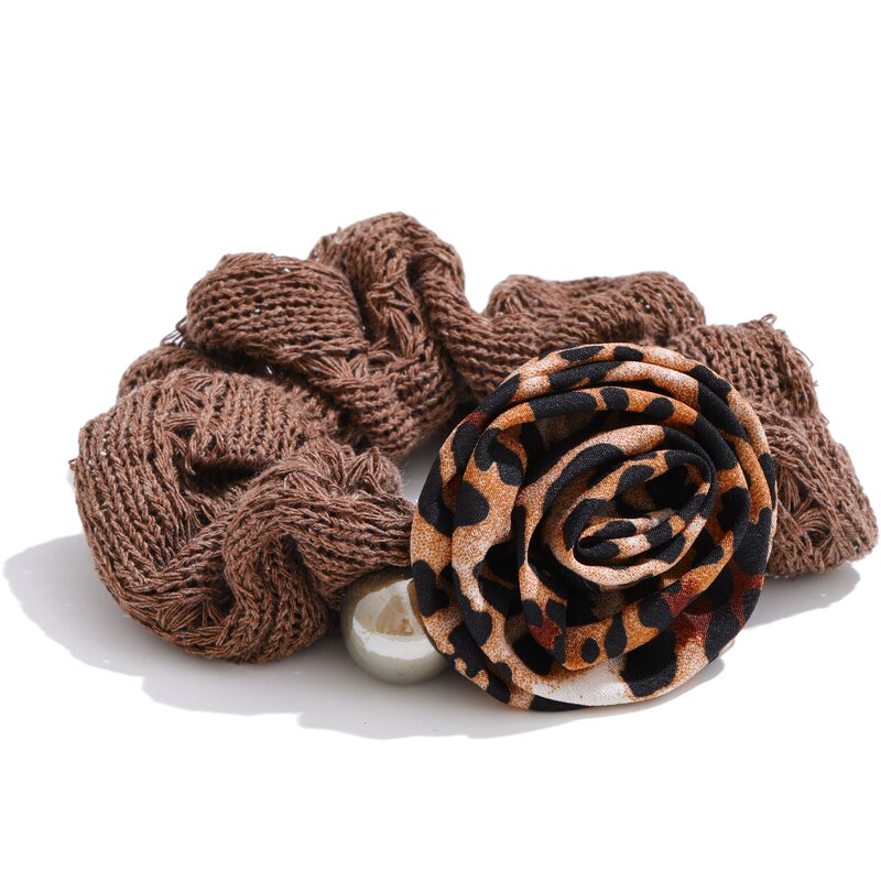 Floral Hair Ties Manufacturer - JINYOU 0028 Fashion Polyester Fabric Leopard
