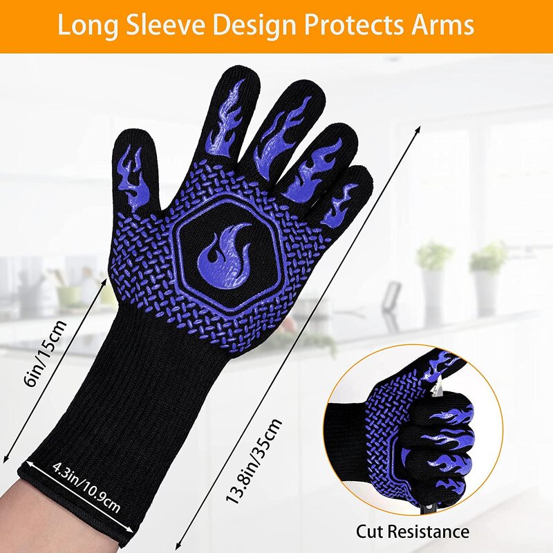 Fireproof BBQ Gloves Factory - Deyan 800 Degree Heat Resistant Silicone