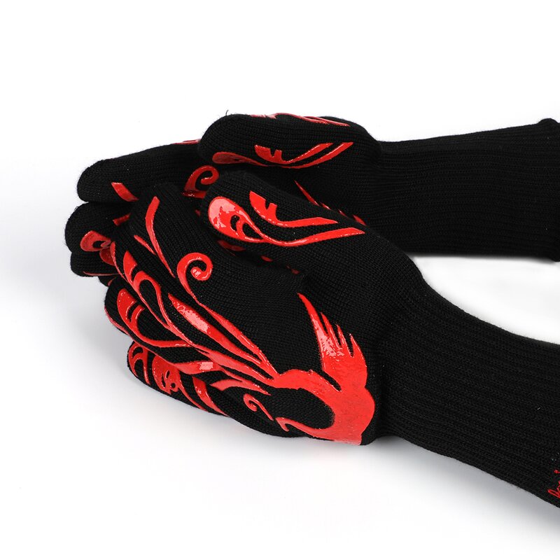 Barbecue Gloves Supplier - Customized Logo Aramid Extreme Heat 800 Degrees
