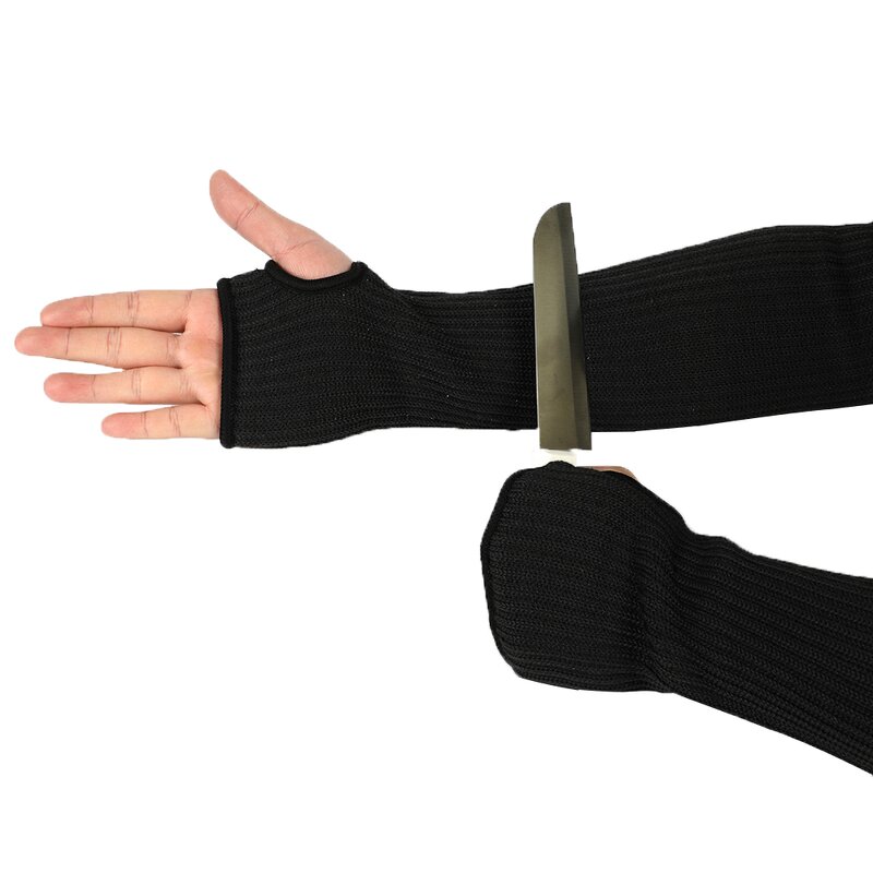 Long Aramid Arm Sleeve Supplier - Safety Black Extra with Thumb Slot