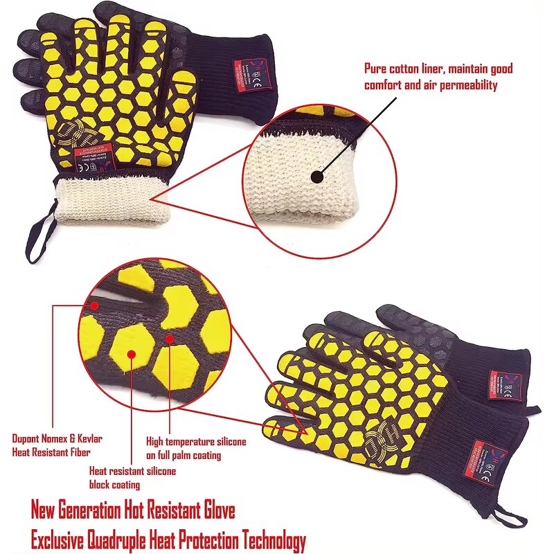 Silicone Heat-resistant Gloves Supplier - Polyester-cotton Double-layer Super-long