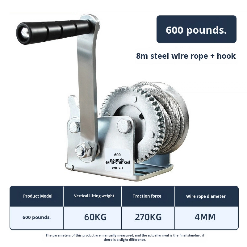 Hand Crank Winch Factory - Portable 1200lbs/600lbs Capacity Manual