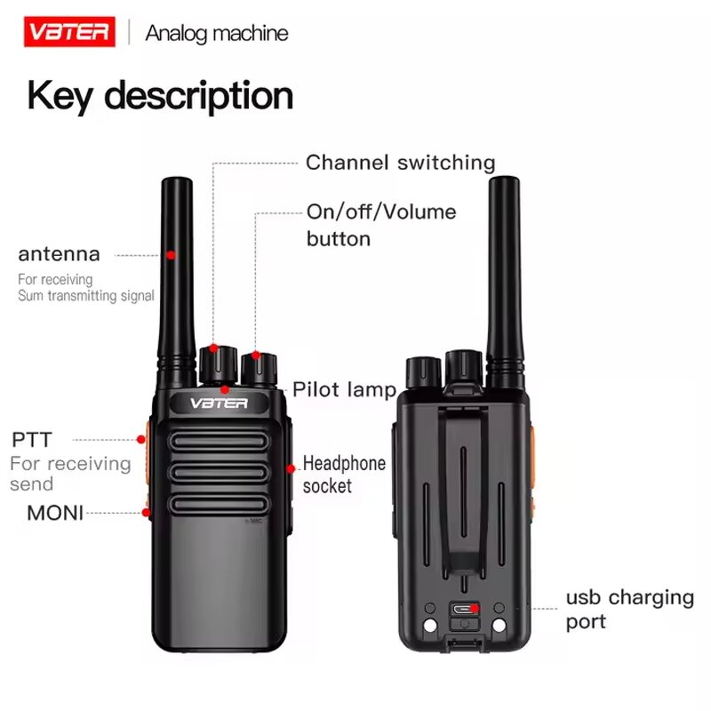 Portable Walkie Talkie Manufacturer - VBTER WBT-V8 Handheld Endurance