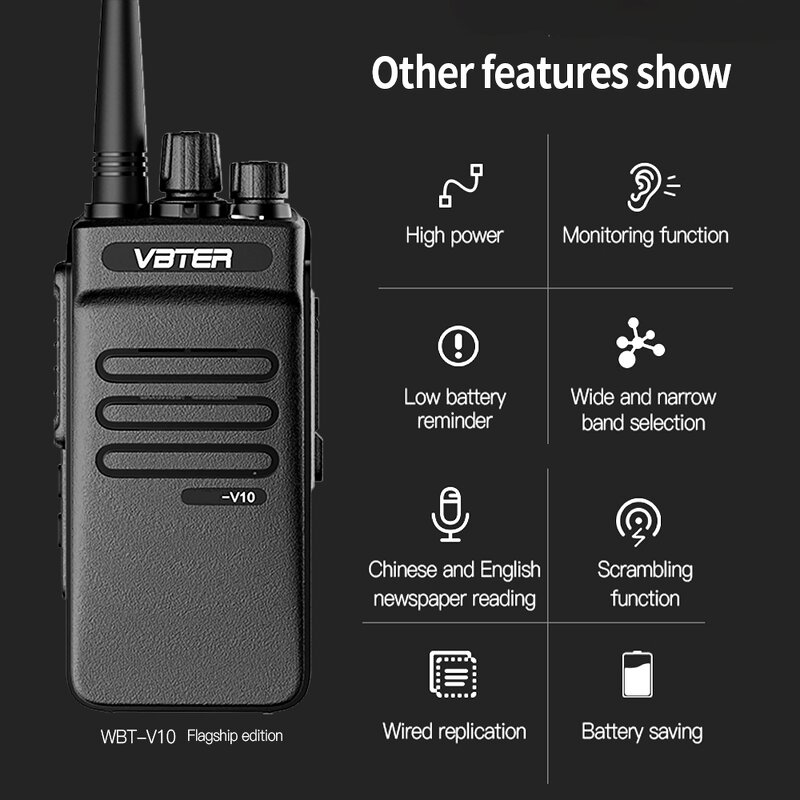 Handheld Walkie Talkie Supplier - VBTER 10W 16-Channel Black High