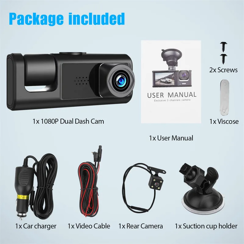 Dashcam Manufacturer - Car Black Box 3 Lens 1080P Full HD Wifi