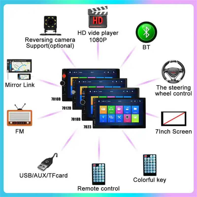 Car MP5 Player Supplier - Universal 7 Inch 2 Din Multimedia Video