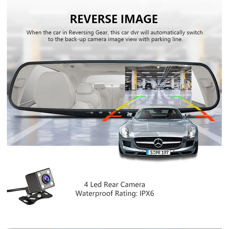 Car DVR Manufacturer - Dual Lens 4.3in Full HD 1080P Mirror Cam