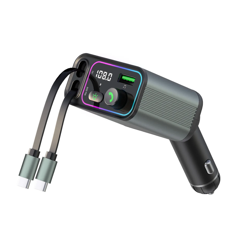 Car MP3 Player Factory - BT 5.4 FM Transmitter 3-in-1 18W Qi Cable