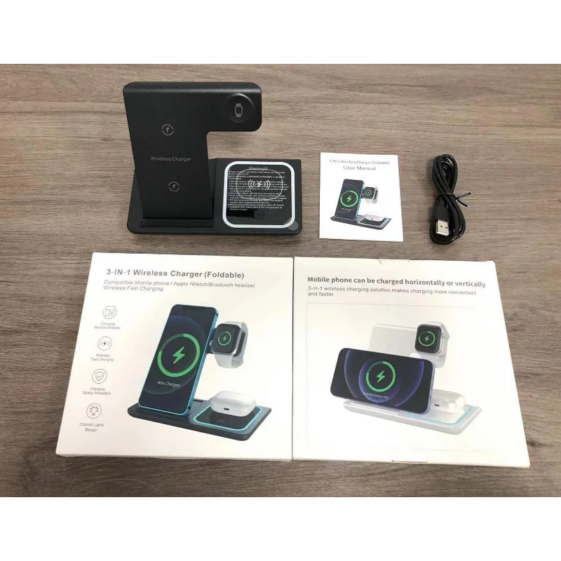 Folding Wireless Charger Manufacturer - Qi 15w Portable 3 in 1 PD Dock