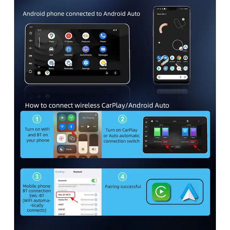 Wireless Carplay Screen Manufacturer - 7 Inch Portable 720P DVR GPS
