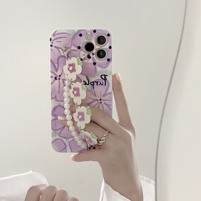 Phone Case Manufacturer - Luxury Flower Pearl with Wrist Chain