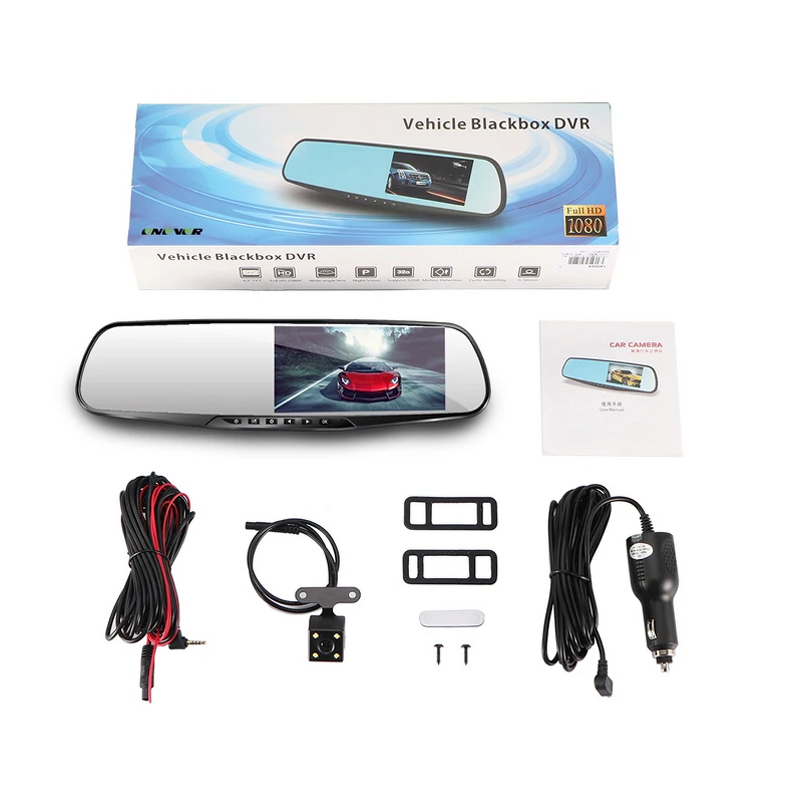 Car DVR Supplier - FHD 1080P 4.3'' Dual Lens Rearview Camera