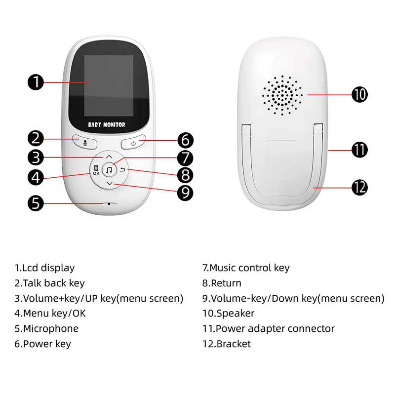 Baby Monitor Supplier - 2 Inch IR Night Vision Intercom Lullabies