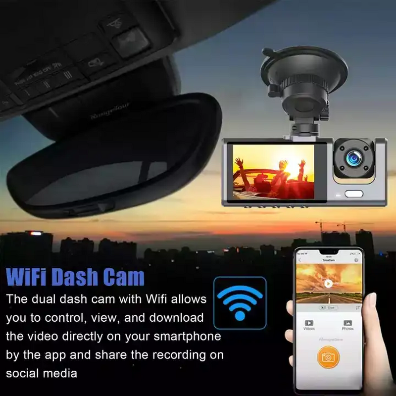 Dashcam Manufacturer - Car Black Box 3 Lens 1080P Full HD Wifi
