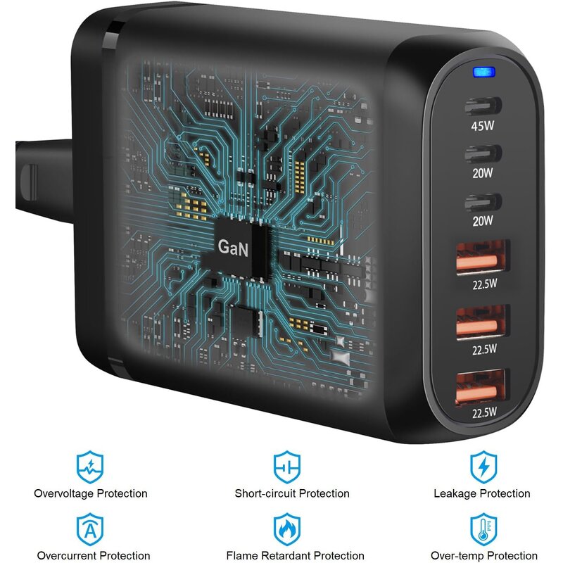 150W GaN Fast Charger Supplier - 3 Type C 3USB-A PD for iPhone
