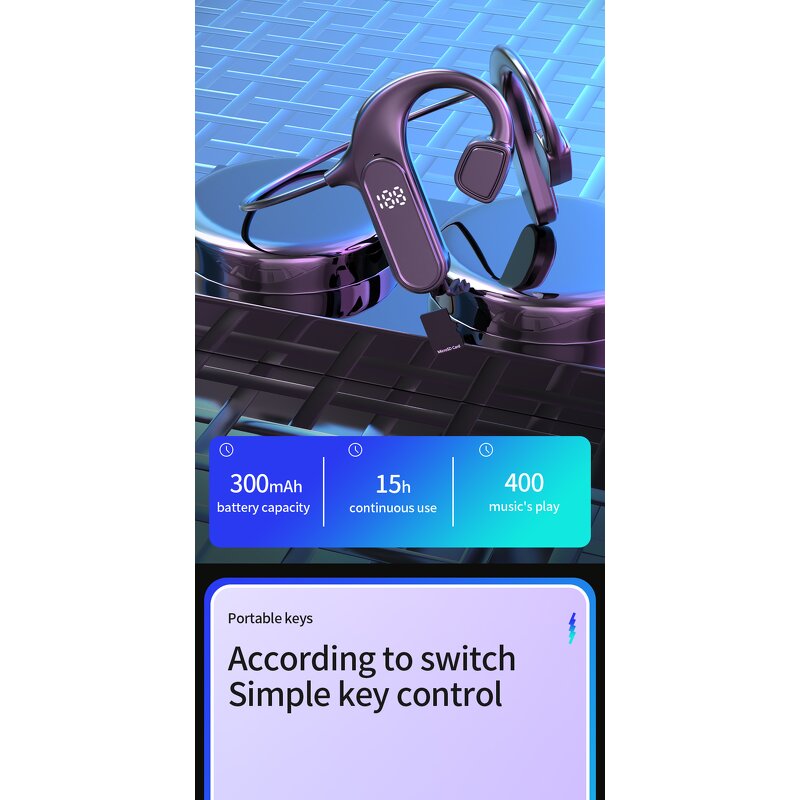 Bone Conduction Earphones Manufacturer - VG09 Wireless Stereo LED