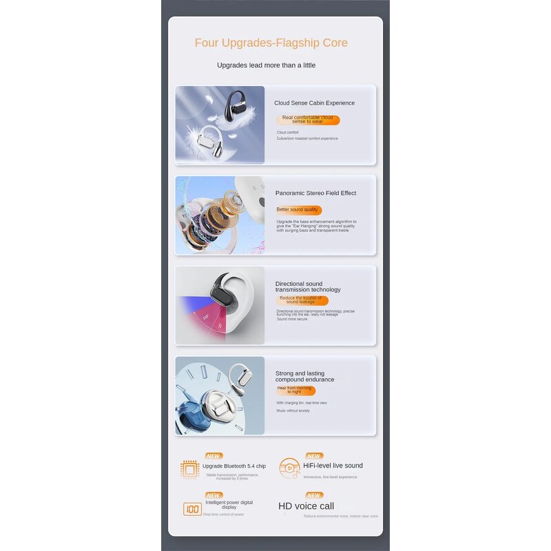 Open Design Earphones Manufacturer - W10 Wireless Extended Battery