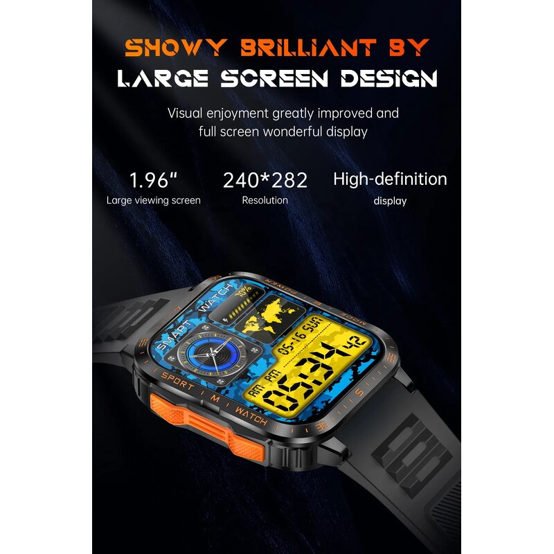 Sport Smart Watch Manufacturer - KT79 1.96 Inch HD 30M Waterproof