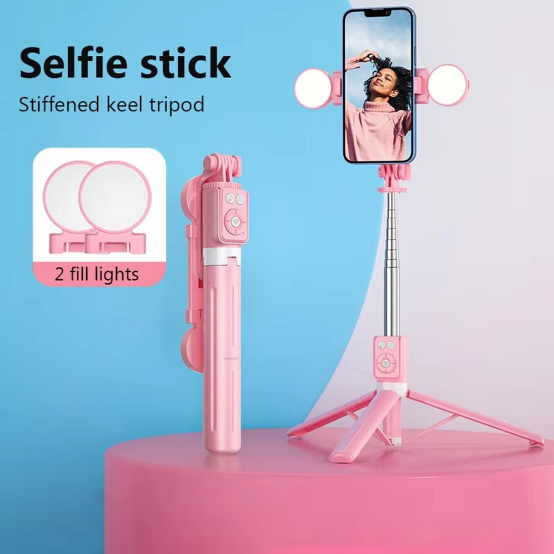 Portable Dual Fill Light Supplier - B12 Wireless Selfie Stick Tripod