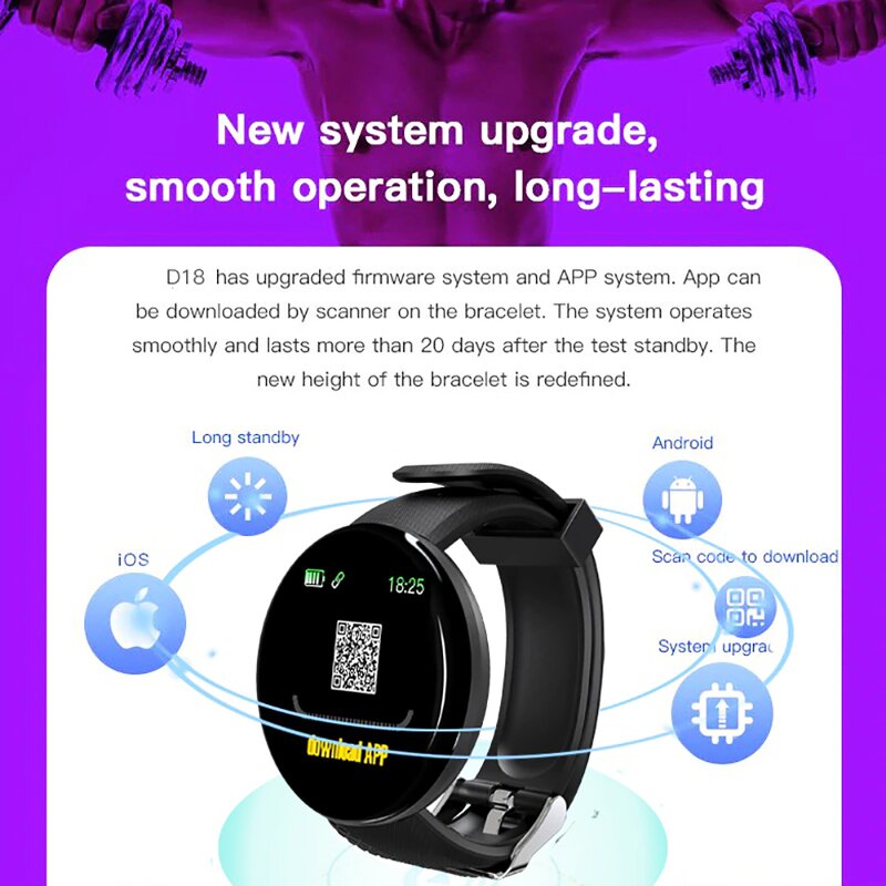 Women's Fitness Tracker Manufacturer - D18 Waterproof TFT Heart Rate