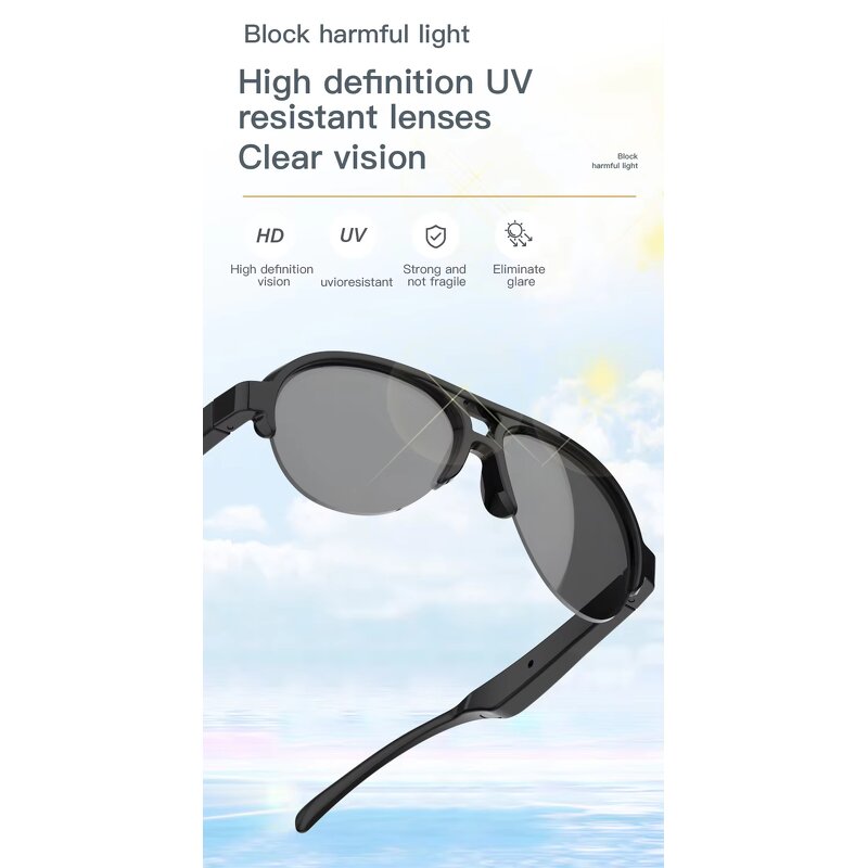 Electrochromic Smart Sunglasses Supplier - F08 BT 5.3 Bone Conduction