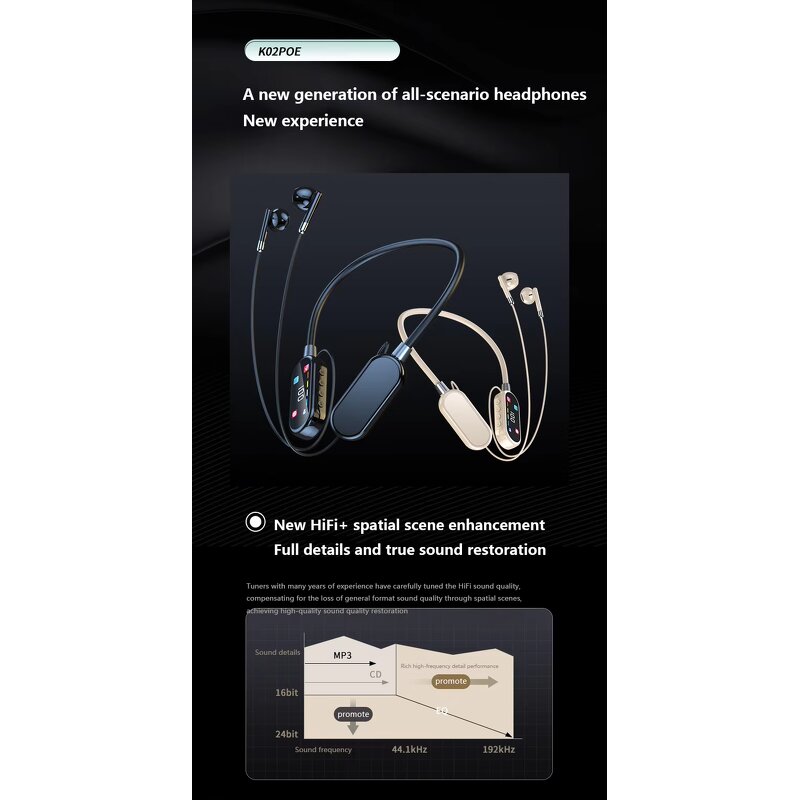 LED Neckband Headset Supplier - K02 Color Screen Battery Sports Call