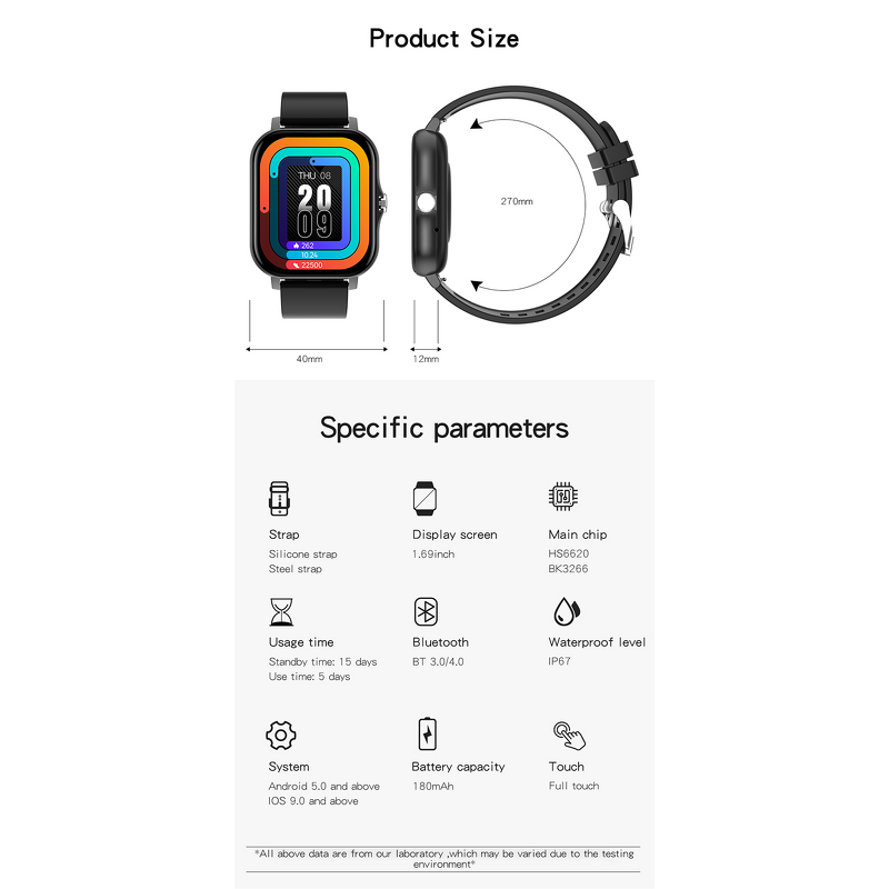 Smart Watch Manufacturer - GT20 Men Women BT Call 1.69 Inch Big