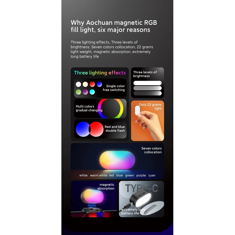 RGB Magnetic Fill Light Supplier - for Gimbal LED Video Photography