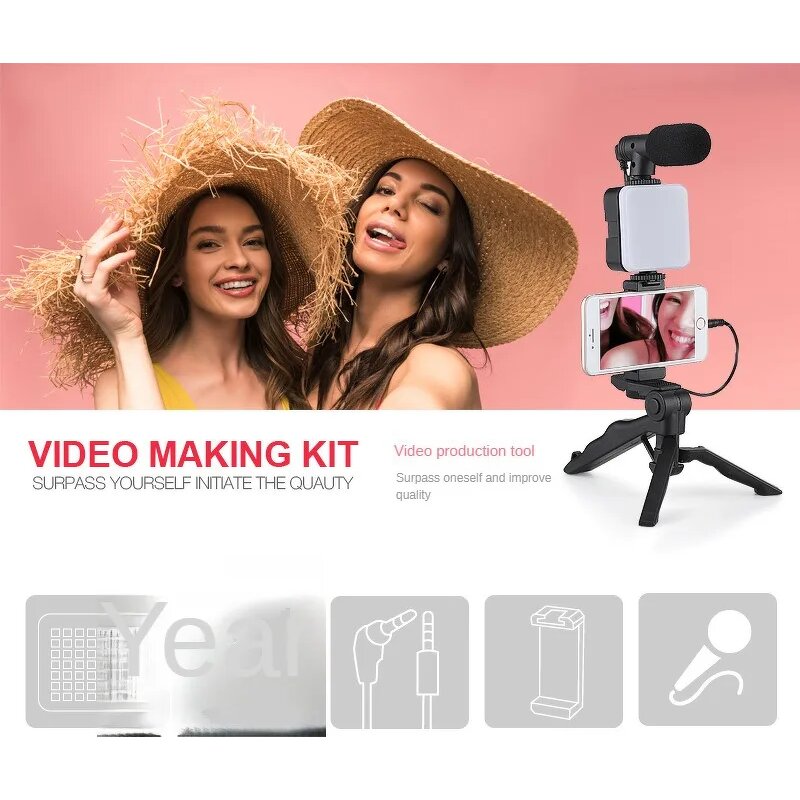 Portable Live Broadcast Set Supplier - with Microphone LED Fill Light