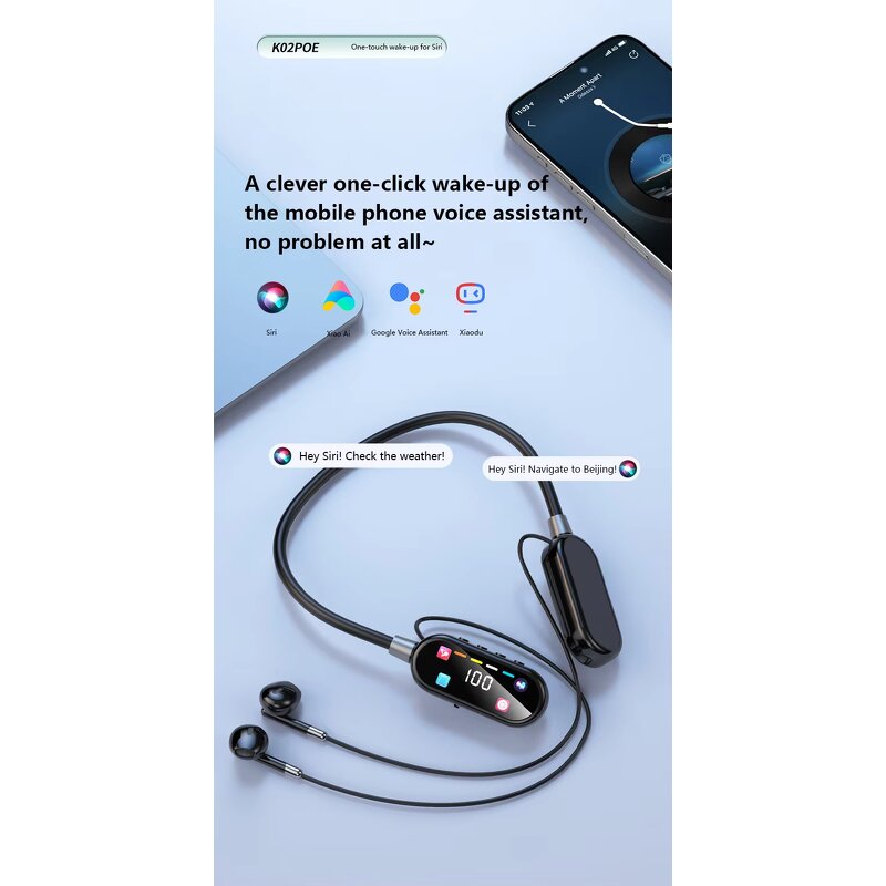 LED Neckband Headset Supplier - K02 Color Screen Battery Sports Call