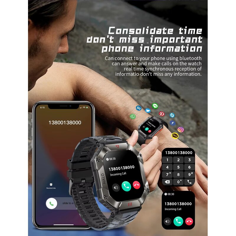 Smart Watch Supplier - KR80 Square TFT Touch Screen Outdoor Watch