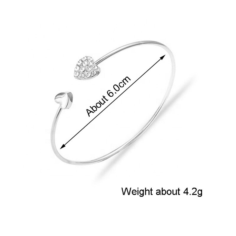 Bracelet Manufacturer - OEM Custom Crystal Heart & Adjustable Cuff